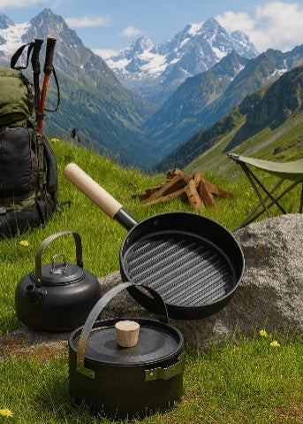 Outdoor Cooking Set – Portable Camping Cookware Kit with Pot, Pan & Kettle | Lightweight Travel Cook Set by Vintoba