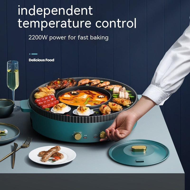 Multi-Function Hot Pot Barbecue One-Piece Cooker | 2-in-1 Electric Grill & Hotpot – Vintoba Smart Kitchen Gadget