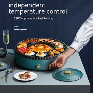 Multi-Function Hot Pot Barbecue One-Piece Cooker | 2-in-1 Electric Grill & Hotpot – Vintoba Smart Kitchen Gadget