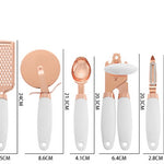 Kitchen Peeler & Utensil Set – 7PC Rose Gold Stainless Steel Cooking Tools | Elegant Copper-Plated Kitchen Gadget by Vintoba