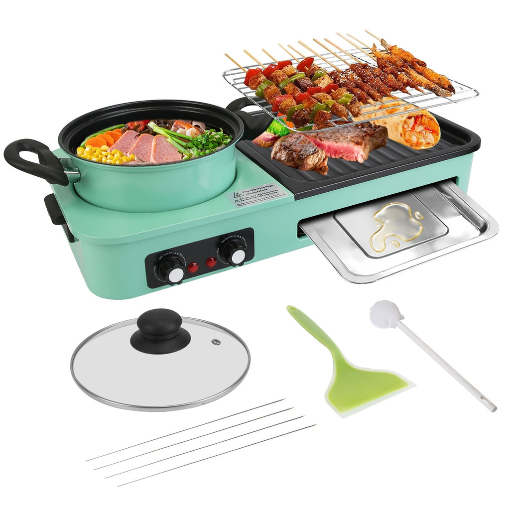 3-in-1 Electric Hot Pot with Grill | 1600W Smokeless Korean BBQ & Shabu Shabu Combo Cooker – Vintoba Smart Kitchen Gadget