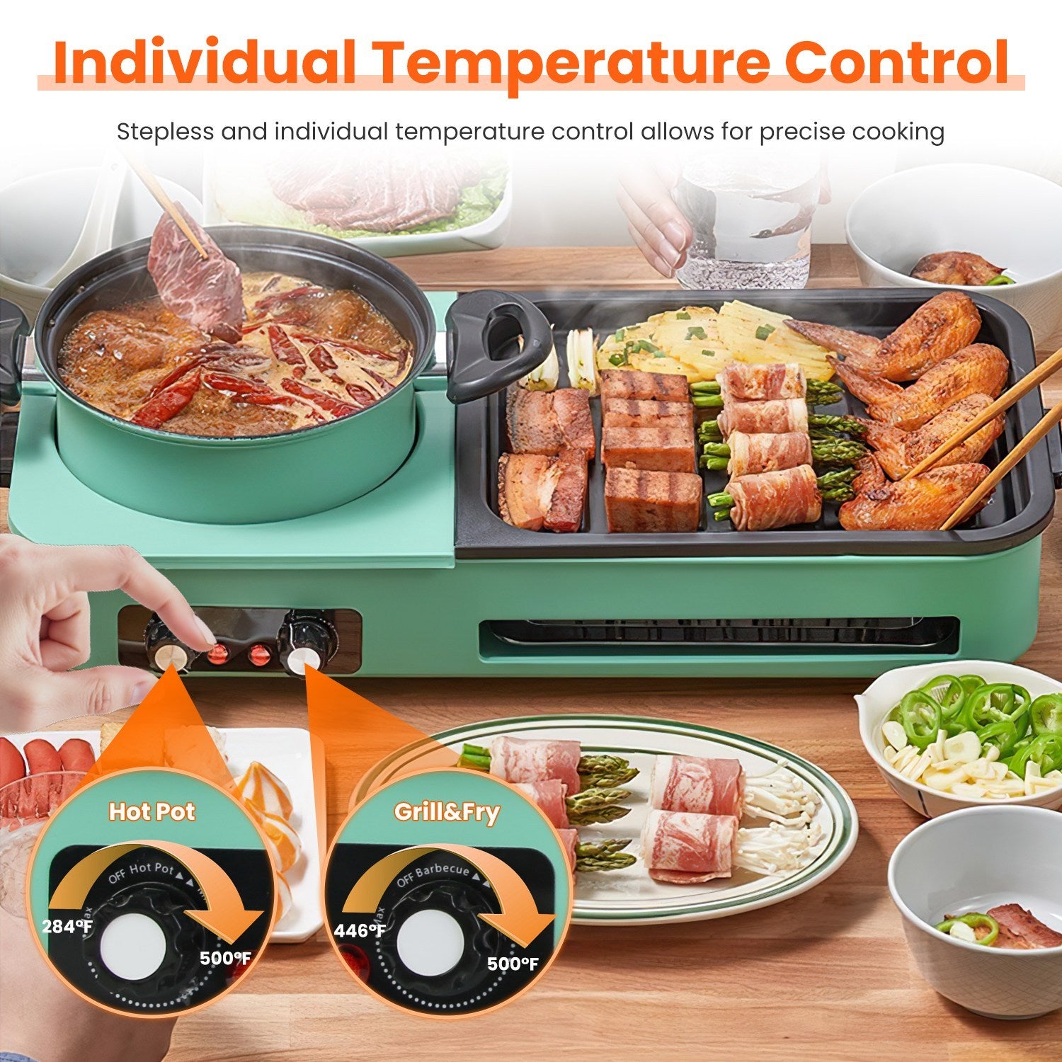 3-in-1 Electric Hot Pot with Grill | 1600W Smokeless Korean BBQ & Shabu Shabu Combo Cooker – Vintoba Smart Kitchen Gadget