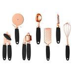 Kitchen Peeler & Utensil Set – 7PC Rose Gold Stainless Steel Cooking Tools | Elegant Copper-Plated Kitchen Gadget by Vintoba