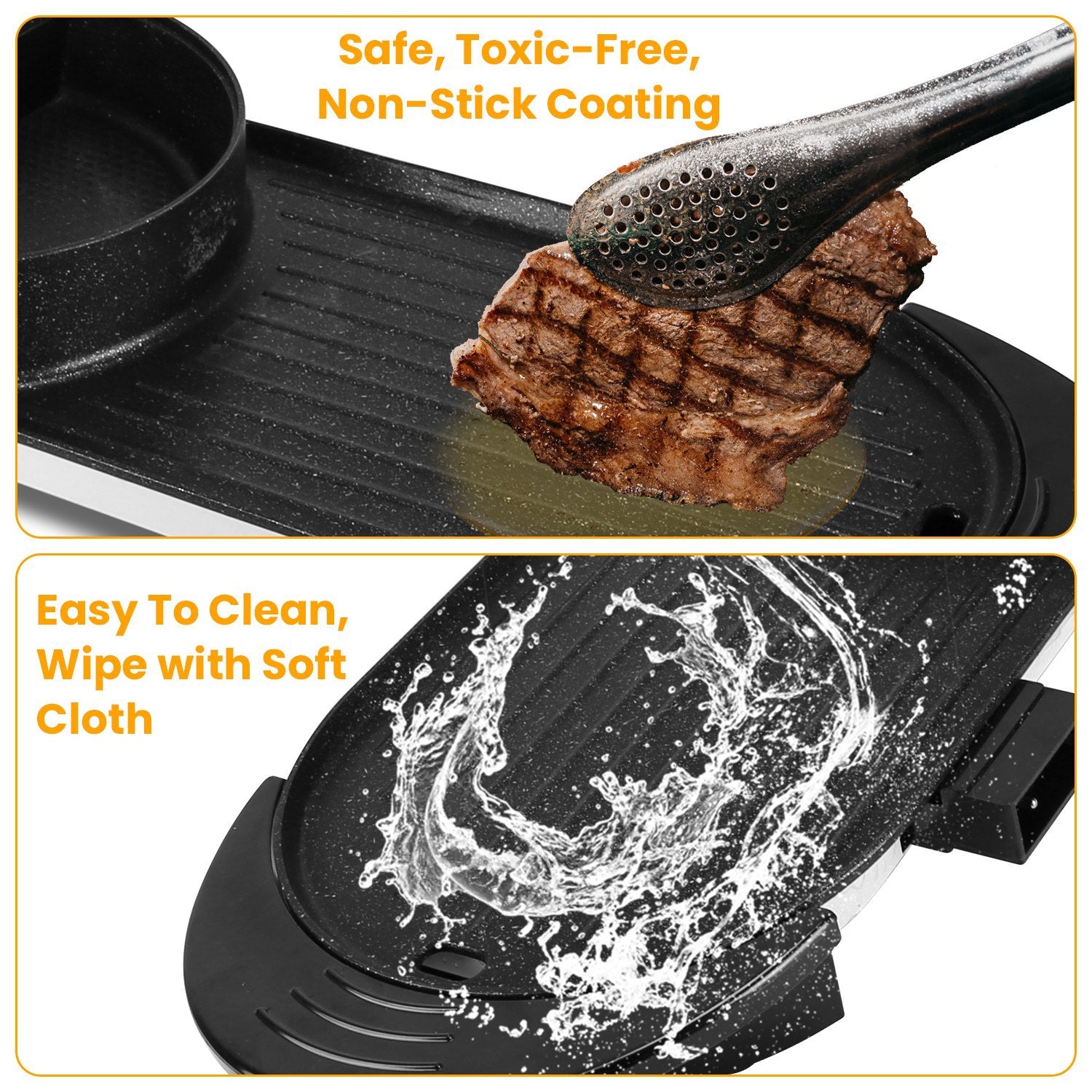 2200W 2-in-1 Electric Hot Pot with BBQ Grill | Smokeless Korean BBQ & Hotpot Combo – Dual Temperature Control Cooker by Vintoba
