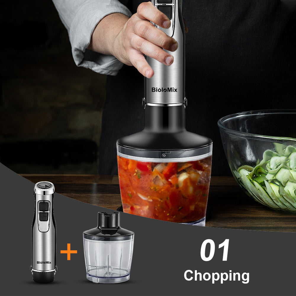Biolomix 4-in-1 Handheld Blender | 1200W Stainless Steel Immersion Stick Blender for Smoothies, Baby Food & Soups – Vintoba