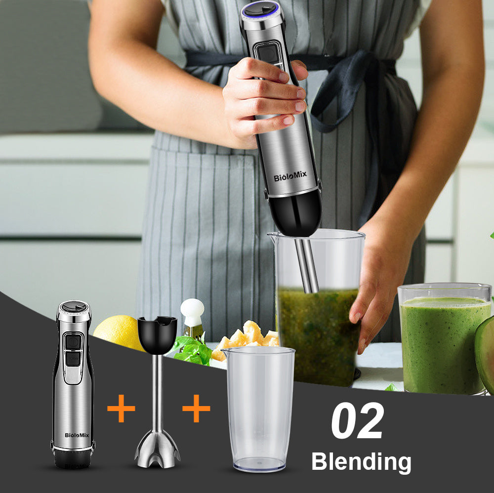 Biolomix 4-in-1 Handheld Blender | 1200W Stainless Steel Immersion Stick Blender for Smoothies, Baby Food & Soups – Vintoba