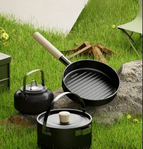 Outdoor Cooking Set – Portable Camping Cookware Kit with Pot, Pan & Kettle | Lightweight Travel Cook Set by Vintoba