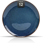 6pc Ceramic Stoneware Plates Blue Elegant 11.65in/10.5in/8inDinner Plates Sets Home Restaurant Table Dinnerware Sets