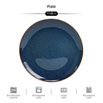 6pc Ceramic Stoneware Plates Blue Elegant 11.65in/10.5in/8inDinner Plates Sets Home Restaurant Table Dinnerware Sets