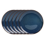 6pc Ceramic Stoneware Plates Blue Elegant 11.65in/10.5in/8inDinner Plates Sets Home Restaurant Table Dinnerware Sets