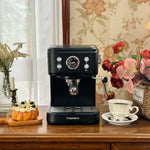 Black Italian Semi-Automatic Electric Espresso Coffee Machine with Brew System and Capsule Filter for Hotel & Household Use 120V