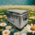 51 Liter Stainless Steel Portable Cooler Box Multi-Functional Dual-Purpose Cold/Warm Food/Beverage Ice Chest for Camping