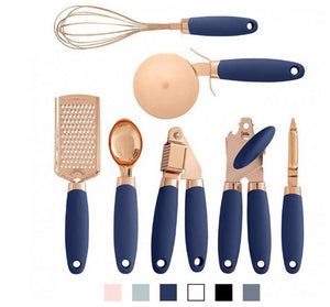 Kitchen Peeler & Utensil Set – 7PC Rose Gold Stainless Steel Cooking Tools | Elegant Copper-Plated Kitchen Gadget by Vintoba